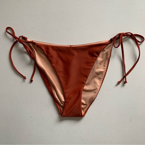 J Crew Rust Curved Waist Cheeky String Bikini Bottom With Beads Size Large NWT - Picture 1 of 14